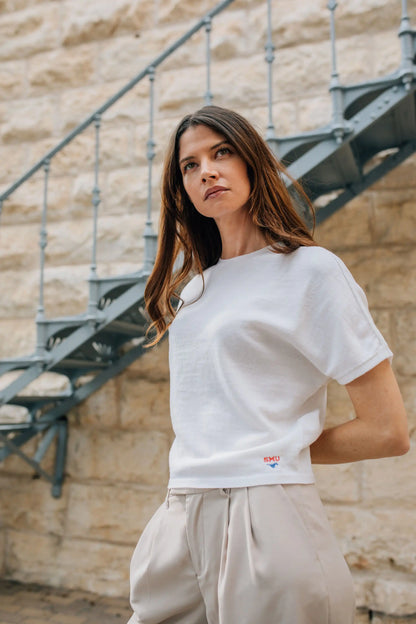 Merino Wool Dolman Short-Sleeved Sweater